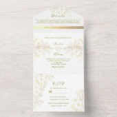 Gouden Vintage Bloem Bruiloft All In One Uitnodiging (Binnen)