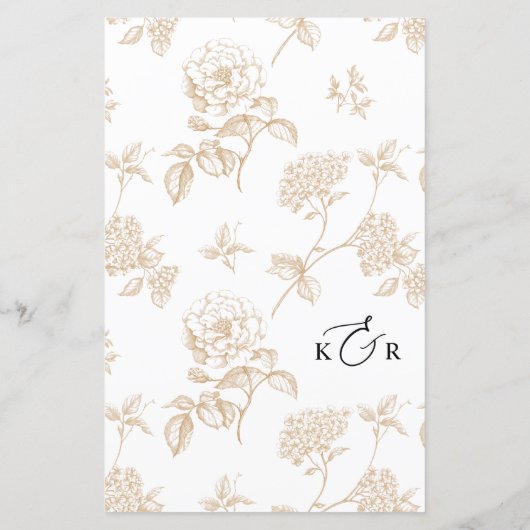 Gouden Vintage Bloem Moderne Script Bruiloftsmenu (Achterkant)