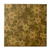 Gouden vintage bloemenpatroon tegeltje (Voorkant)