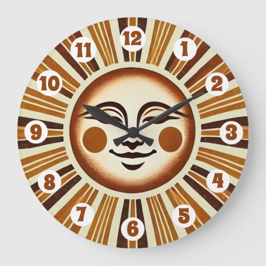 Gouden Vintage Boho Zon Geschenk Grote Klok (Voorkant)