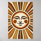 Gouden Vintage Boho Zon Muur Kunstprint Poster (Voorkant)