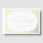 Gouden Vintage Frame Elegante Script Bruiloft Gastenboek (Voorkant)