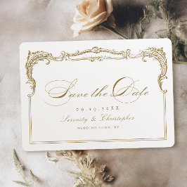 Gouden Vintage Frame Klassiek Schrift Bruiloft Save The Date