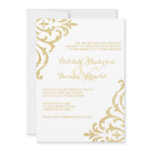 Gouden Vintage Glamour Elegantie Trouwuitnodiging