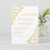 Gouden Vintage Glamour Elegantie Trouwuitnodiging Kaart (Staand voorkant)