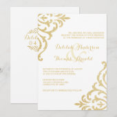 Gouden Vintage Glamour Elegantie Trouwuitnodiging Kaart (Voorkant / Achterkant)