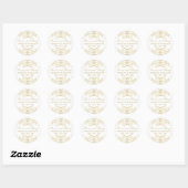 Gouden Vintage Glamour Monogram Huwelijk Ronde Sticker (Vel)