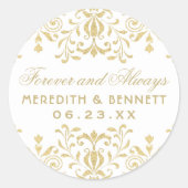 Gouden Vintage Glamour Monogram Huwelijk Ronde Sticker (Voorkant)