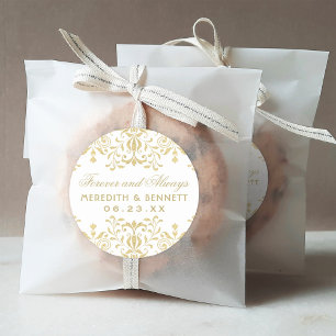 Gouden Vintage Glamour Monogram Huwelijk Ronde Sticker