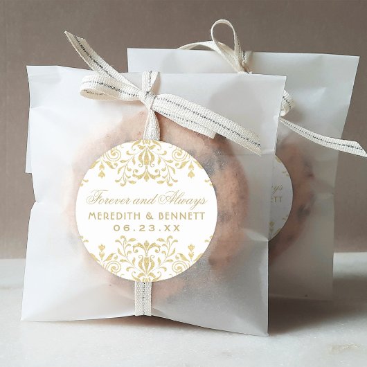 Gouden Vintage Glamour Monogram Huwelijk Ronde Sticker