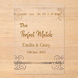 Gouden vintage glitter het perfecte match koppel n acryl uitnodigingen