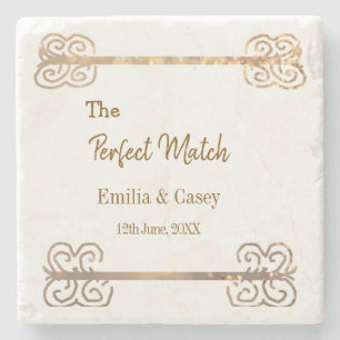 Gouden vintage glitter het perfecte match koppel n stenen onderzetter