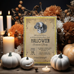 Gouden Vintage Gotische Volwassenen Halloween Kost Kaart
