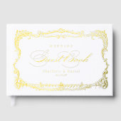 Gouden vintage kader klassiek script bruiloft gastenboek (Voorkant)