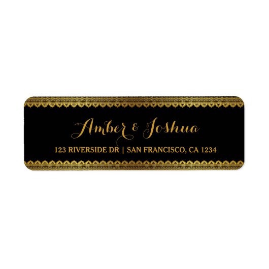 Gouden Vintage Kant Gatsby Retouradreslabel Etiket (Voorkant)
