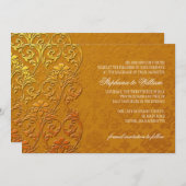 Gouden Vintage Kanten Trouw Uitnodiging (Voorkant / Achterkant)