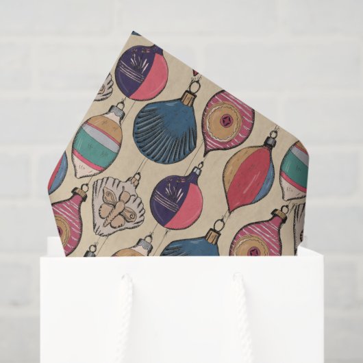 Gouden Vintage Kerst Ornamenten Patroon Tissuepapier (Cadeauzakje)