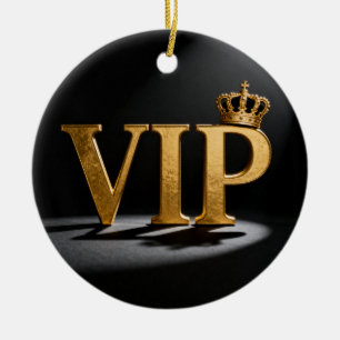 Gouden Vintage Letter - VIP met Kroon 8 Keramisch Ornament