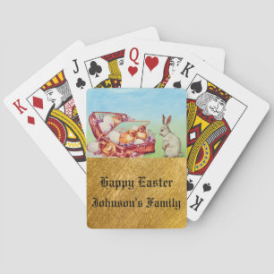 Gouden Vintage Paashaas Ei En Kuiken Pokerkaarten