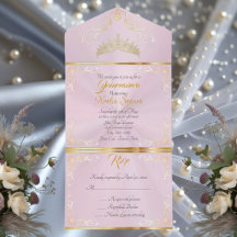 Gouden Vintage Rand Quinceanera - Pastelroze