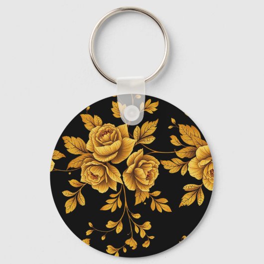 Gouden Vintage Rozen Sleutelhanger (Voorkant)