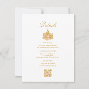 Gouden Vintage Sierlijke Rand Huwelijksdetails Notitiekaartje