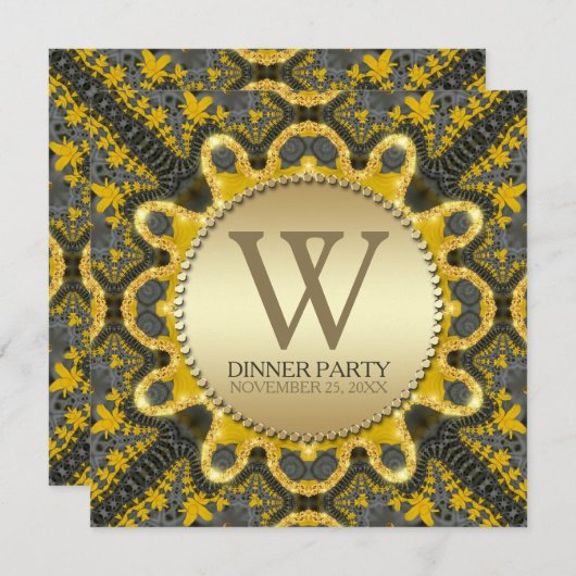 Gouden Vintage Stam Batik Eettafel Arrangement Kaart (Voorkant / Achterkant)