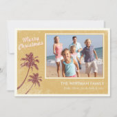 Gouden Vintage Strand Foto Kerstkaarten Feestdagenkaart (Voorkant)