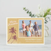 Gouden Vintage Strand Foto Kerstkaarten Feestdagenkaart (Staand voorkant)