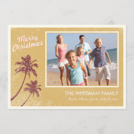 Gouden Vintage Strand Foto Kerstkaarten Feestdagenkaart
