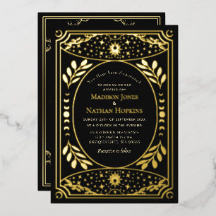 Gouden Vintage Tarot Gotische Trouwfolie Folie Uitnodiging