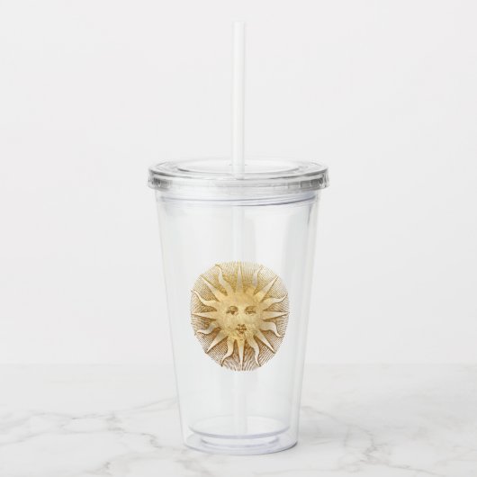 Gouden Vintage Zon Acryl Drinkbeker (Voorkant)
