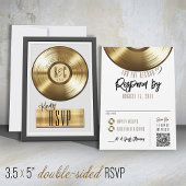 Gouden Vinyl Plaat Huwelijksuitnodiging RSVP