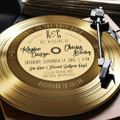 Gouden Vinyl Record Unieke  Muziek Bruiloft Kaart