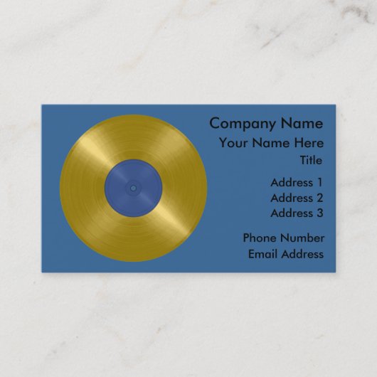Gouden Vinyl Recordalbum Visitekaartje (Voorkant)