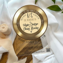 Gouden Vinylplaat Boogvormige Acryl Trouwuitnodigi
