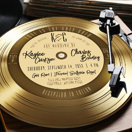 Gouden Vinylplaat Unieke Vintage Muziek Bruiloft Kaart