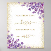 Gouden Violet Lavendel Hoeveel Kisses Bruidsspel Poster (Voorkant)