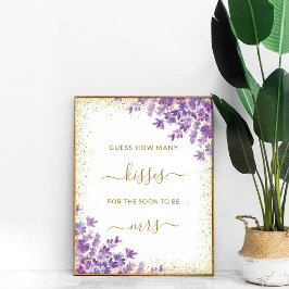 Gouden Violet Lavendel Hoeveel Kisses Bruidsspel Poster