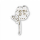 Gouden Violet Pansy Bloem Sticker (Voorkant)