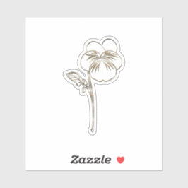 Gouden Violet Pansy Bloem Sticker