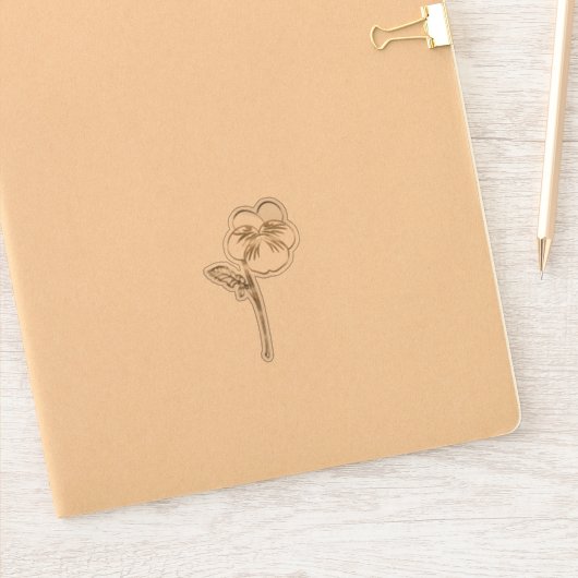 Gouden Violet Pansy Bloem Sticker (Notitieboek)