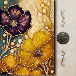 Gouden Violette Bloesem Decoupage Tissuepapier