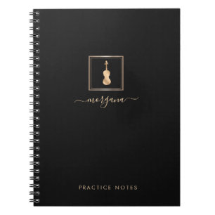 Gouden Viool Elegante Schrift Muzikant Notitieboek