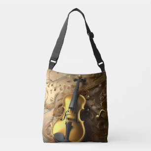  gouden viool op gouden muziekkoorden, crossbody tas