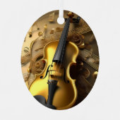  gouden viool op gouden muziekkoorden, metalen ornament (Voorkant)