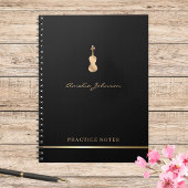 Gouden Viool Viola Elegant Script Stijlvolle Muzik Notitieboek