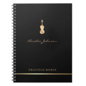 Gouden Viool Viola Elegant Script Stijlvolle Muzik Notitieboek (Voorkant)