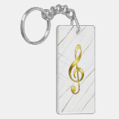 Gouden Vioolsleutel Marmeren Sleutelhanger (Voorkant Links)
