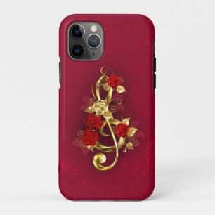 Gouden Vioolsleutel met Rozenbloemen Case-Mate iPhone Case